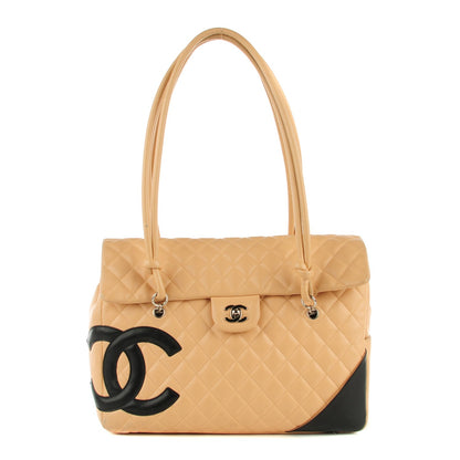 Chanel Calfskin Quilted Large Cambon Flap Beige Black 1 of 21