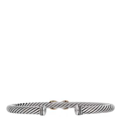 David Yurman Sterling Silver 14K Yellow Gold 5mm X Station Cable Bracelet 2 of 4