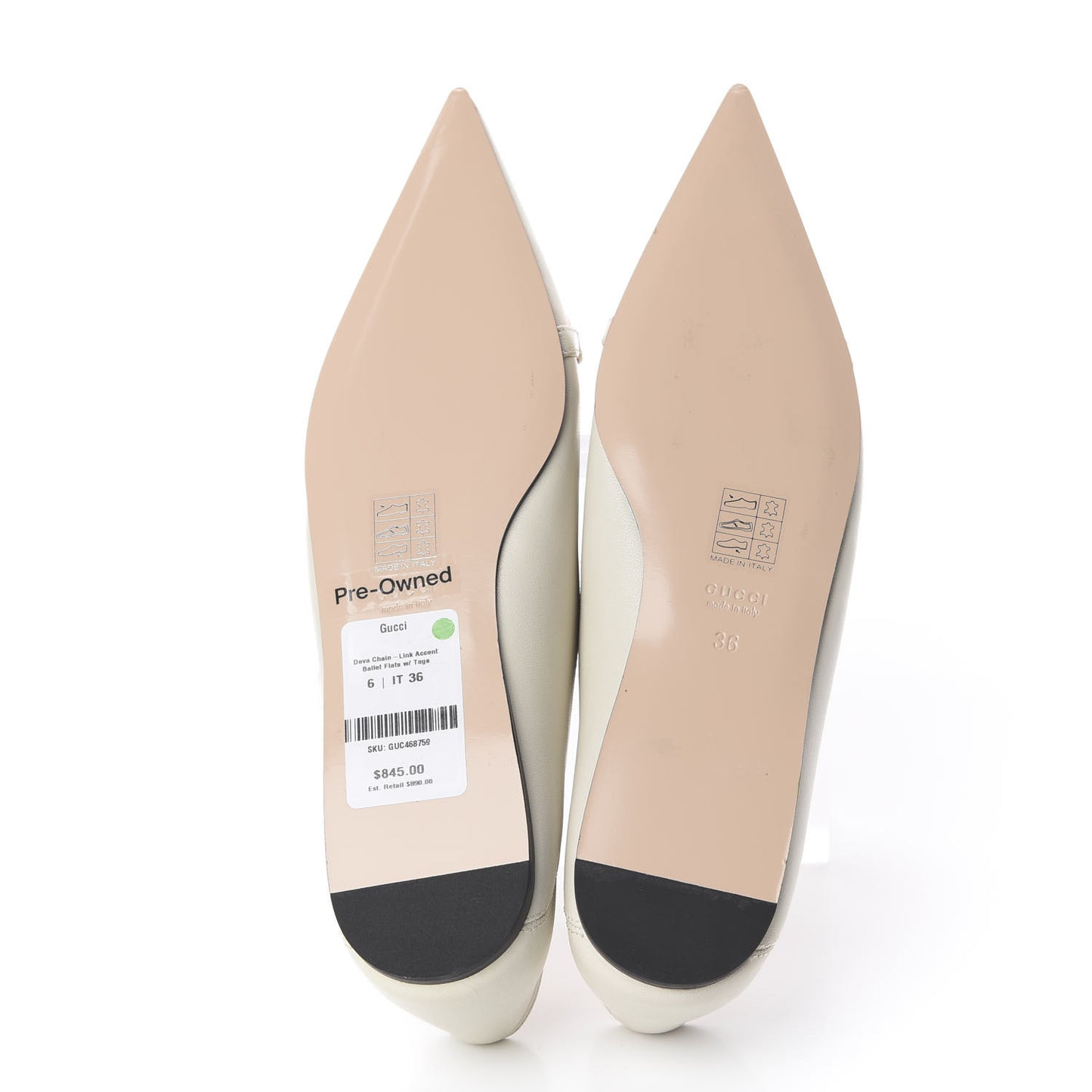Nappa Lumiere Deva Horsebit Chain Embellished Flats 36 Dusty White