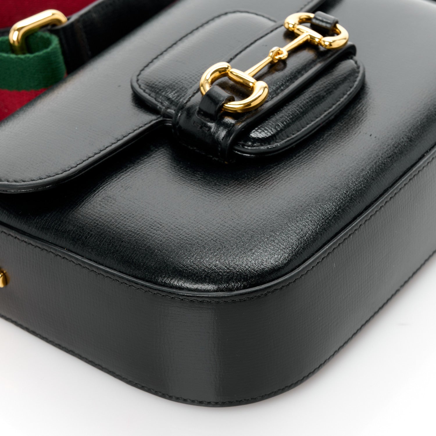 Gucci Azalea Calfskin Web Mini Horsebit 1955 Shoulder Bag Black 11 of 12