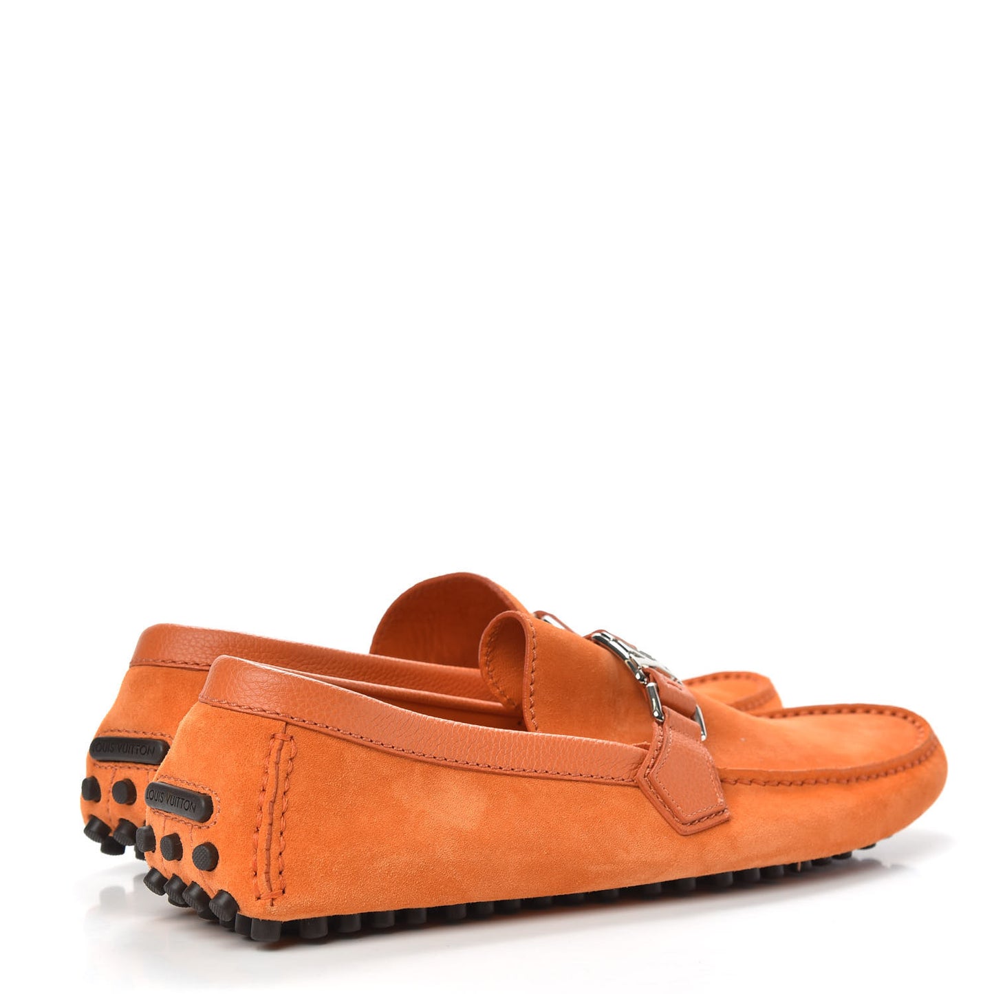 Suede Calfskin Mens Hockenheim Moccasin Loafers 9 Orange