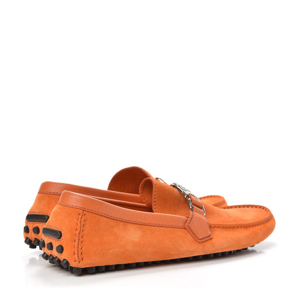 Louis Vuitton Suede Calfskin Mens Hockenheim Moccasin Loafers 9 Orange 5 of 9