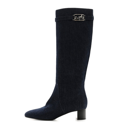 Hermes Denim Canvas Versailles Boots 39 Jean Fonce 1 of 9