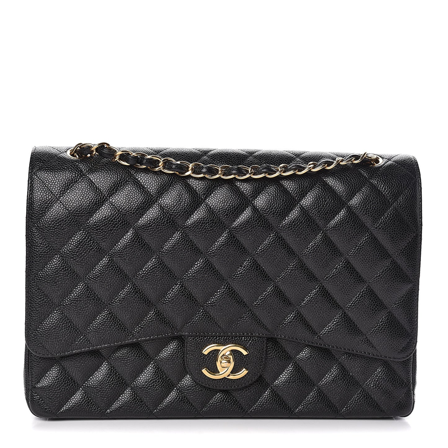 Caviar Quilted Maxi Double Flap Black