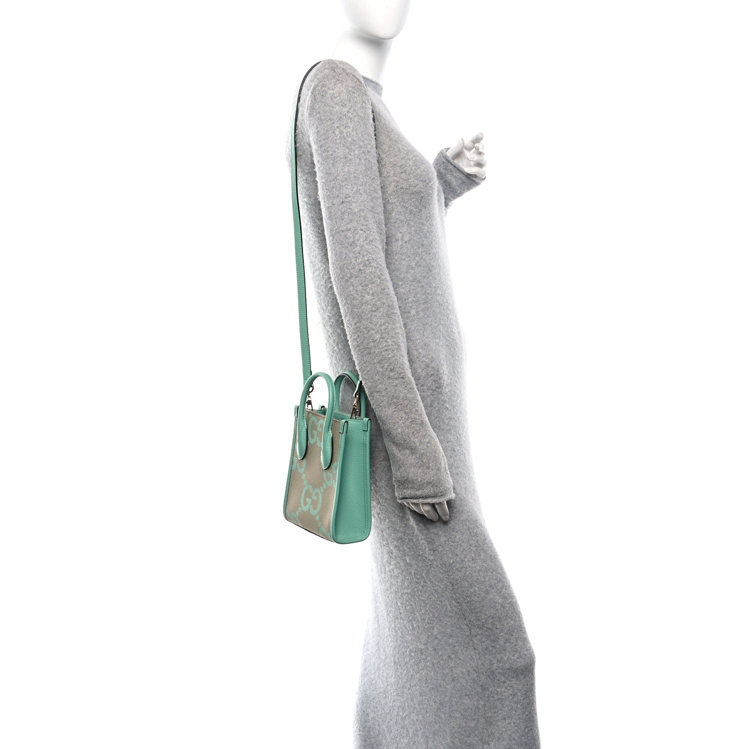 Gucci Monogram Jumbo GG Textured Dollar Calfskin Mini Tote Bag Pepperlight Mint 2 of 10