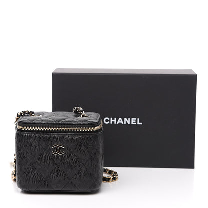 Chanel Caviar Quilted Mini Vanity Case With Chain Black 9 of 9