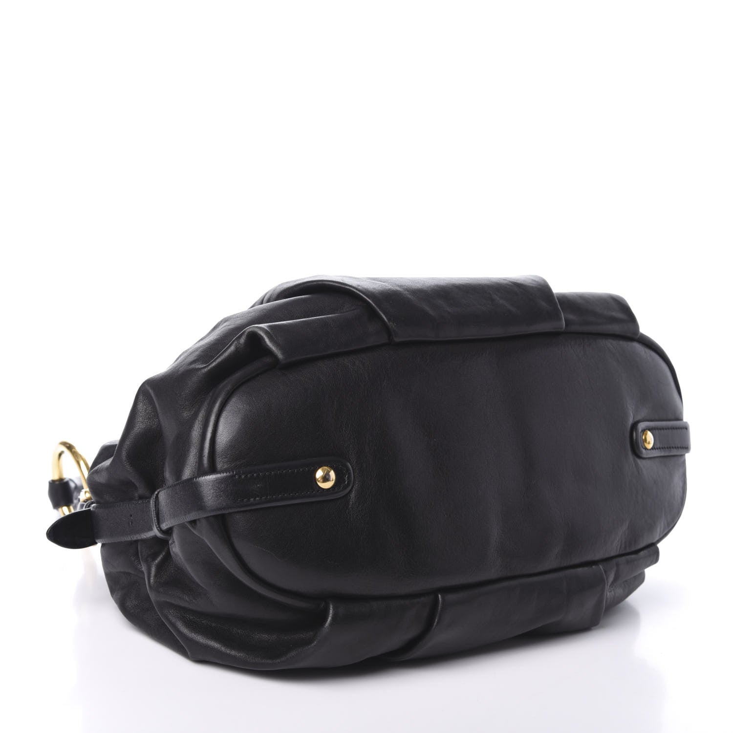 Prada Soft Calfskin Pleated Hobo Black 3 of 9