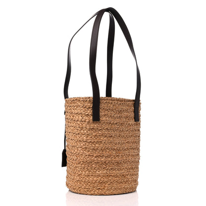 Saint Laurent Raffia Calfskin Small Panier Tote Naturale Nut 3 of 10