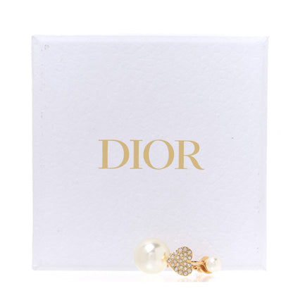 Christian Dior Pearl Crystal Heart Tribal Earring Gold 5 of 5