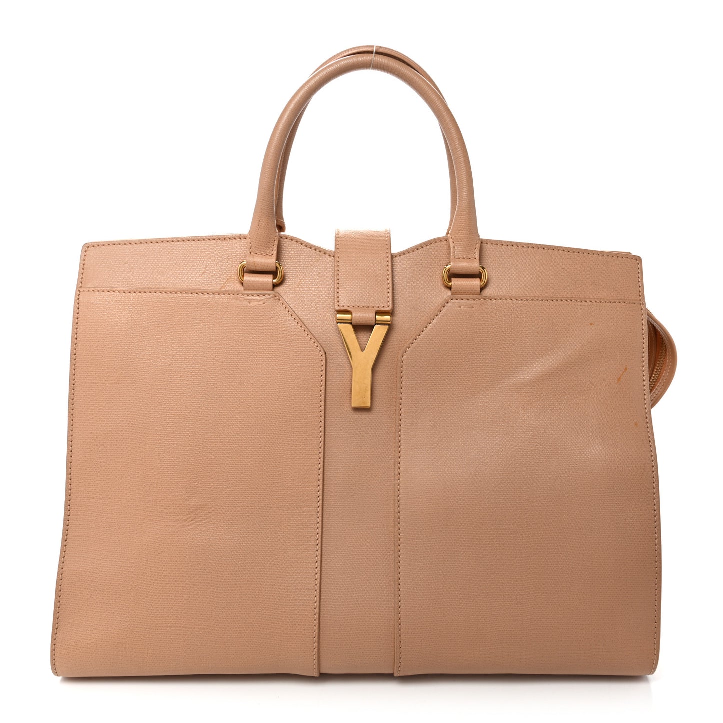 Textured Calfskin Large Cabas ChYc Beige