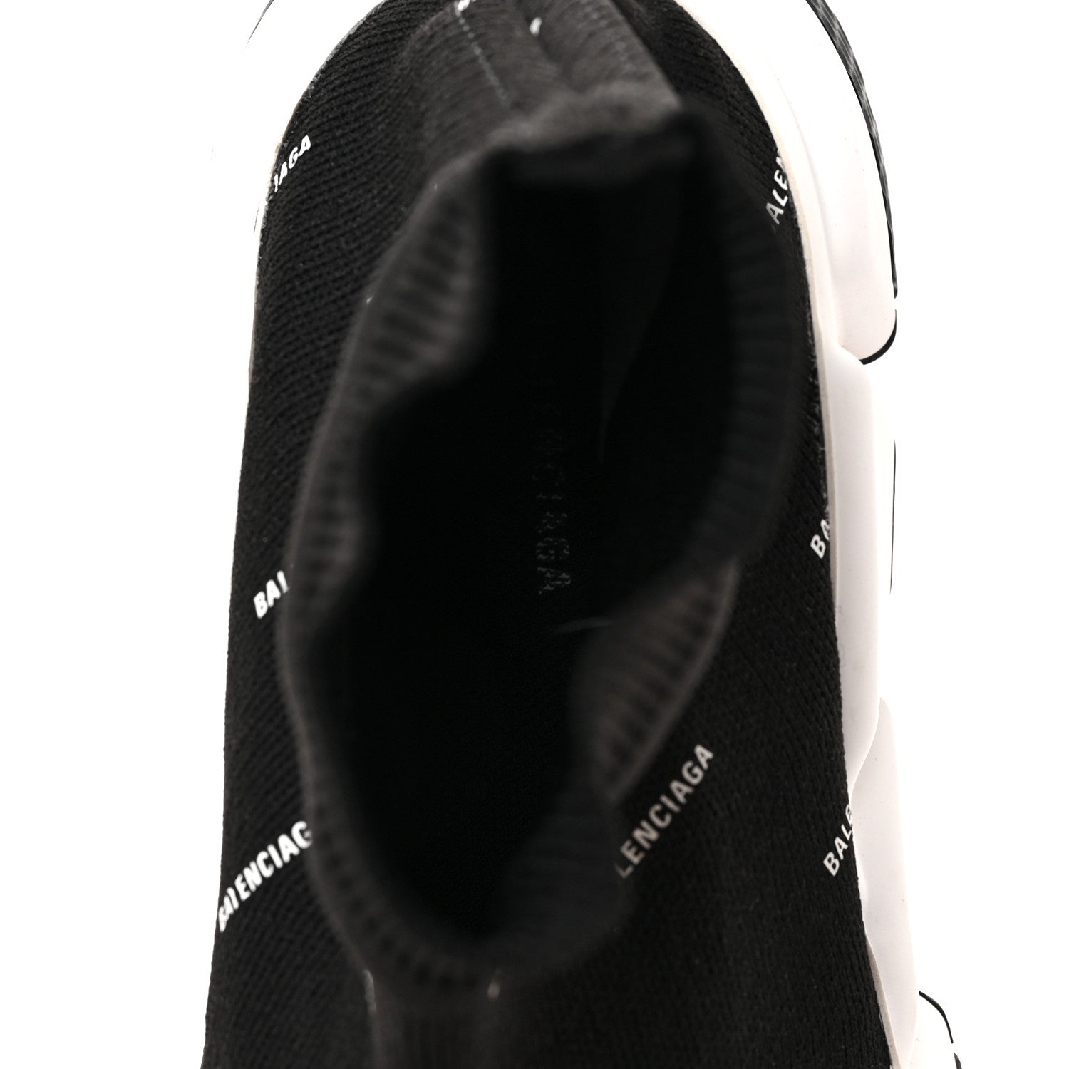 Balenciaga Neoprene Knit Allover Logo Bi-Color Sole Womens Speed Sneakers 37 Black White 7 of 8