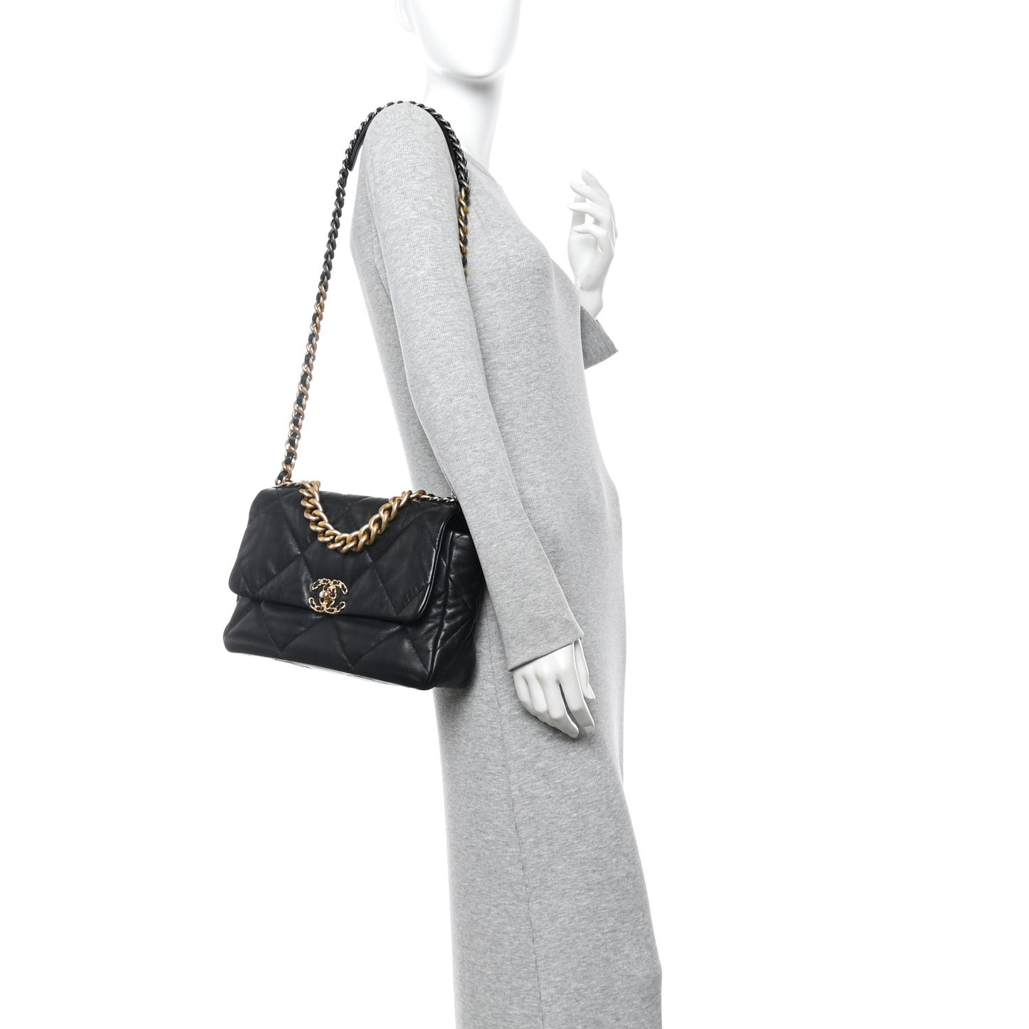 Goatskin Quilted Large Chanel 19 Flap Black