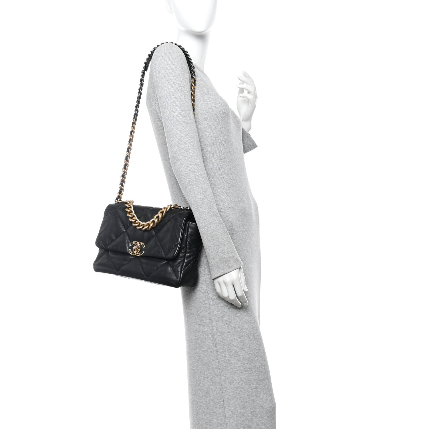 Chanel Goatskin Quilted Large Chanel 19 Flap Black 3 of 19
