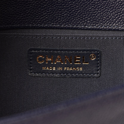 Chanel Caviar Chevron Quilted Medium Boy Flap Navy 5 of 10