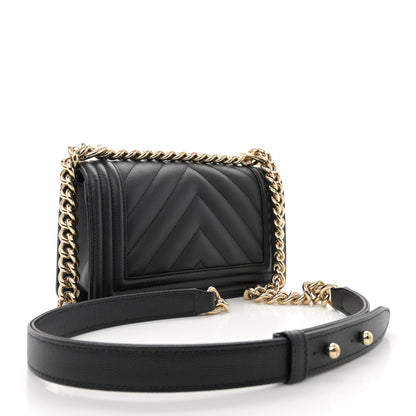 Chanel Caviar Chevron Quilted Small Boy Flap Black 3 of 11