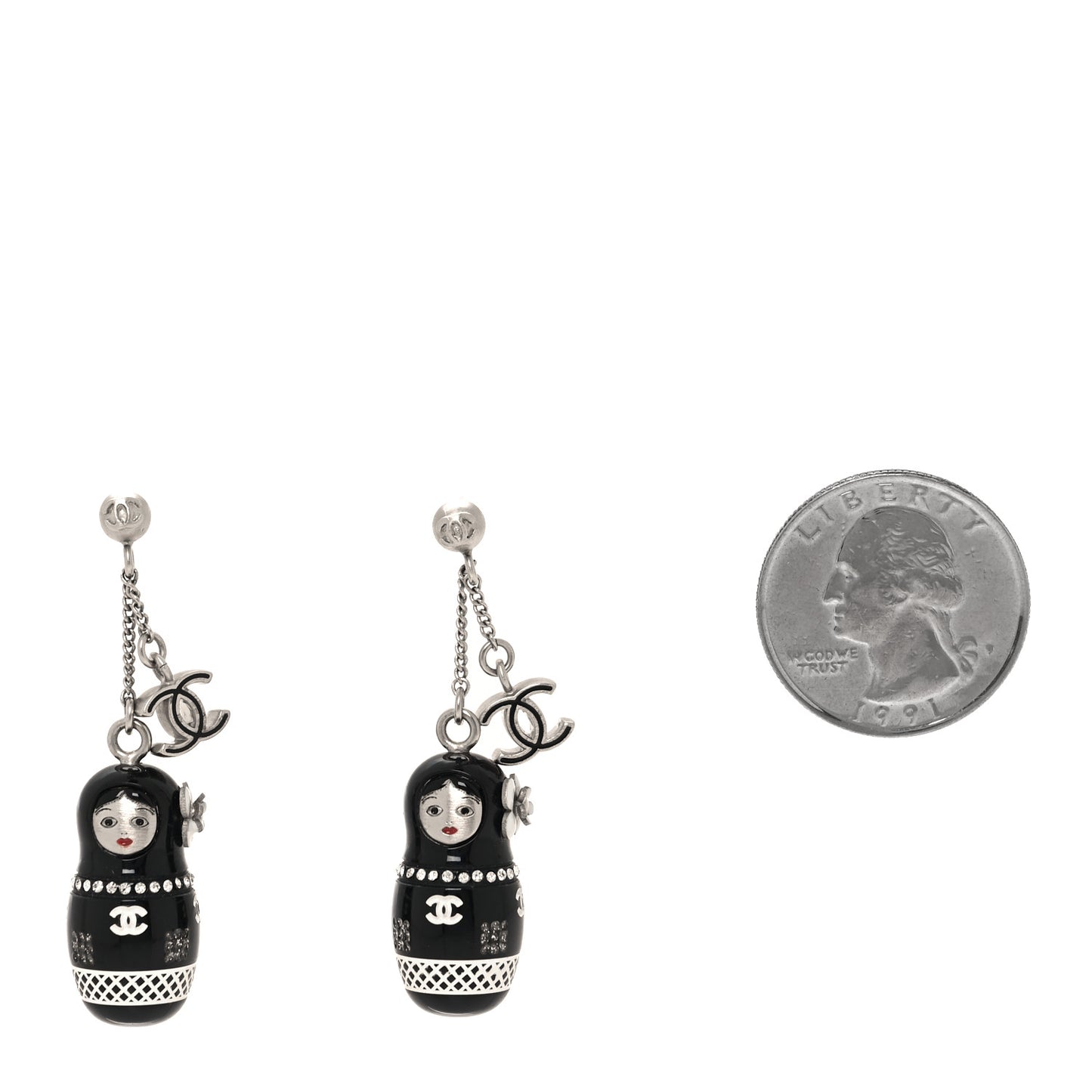 Resin Matryoshka Russian Doll CC Earrings Black
