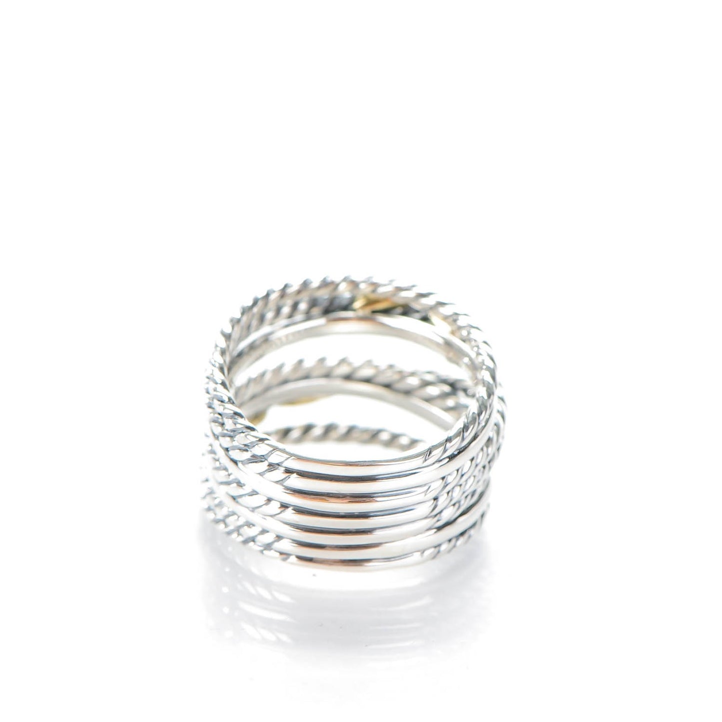 Sterling Silver 18K Yellow Gold Double X Crossover Ring 52 6