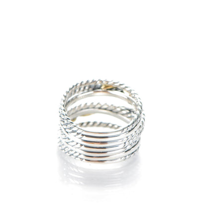 David Yurman Sterling Silver 18K Yellow Gold Double X Crossover Ring 52 6 3 of 5
