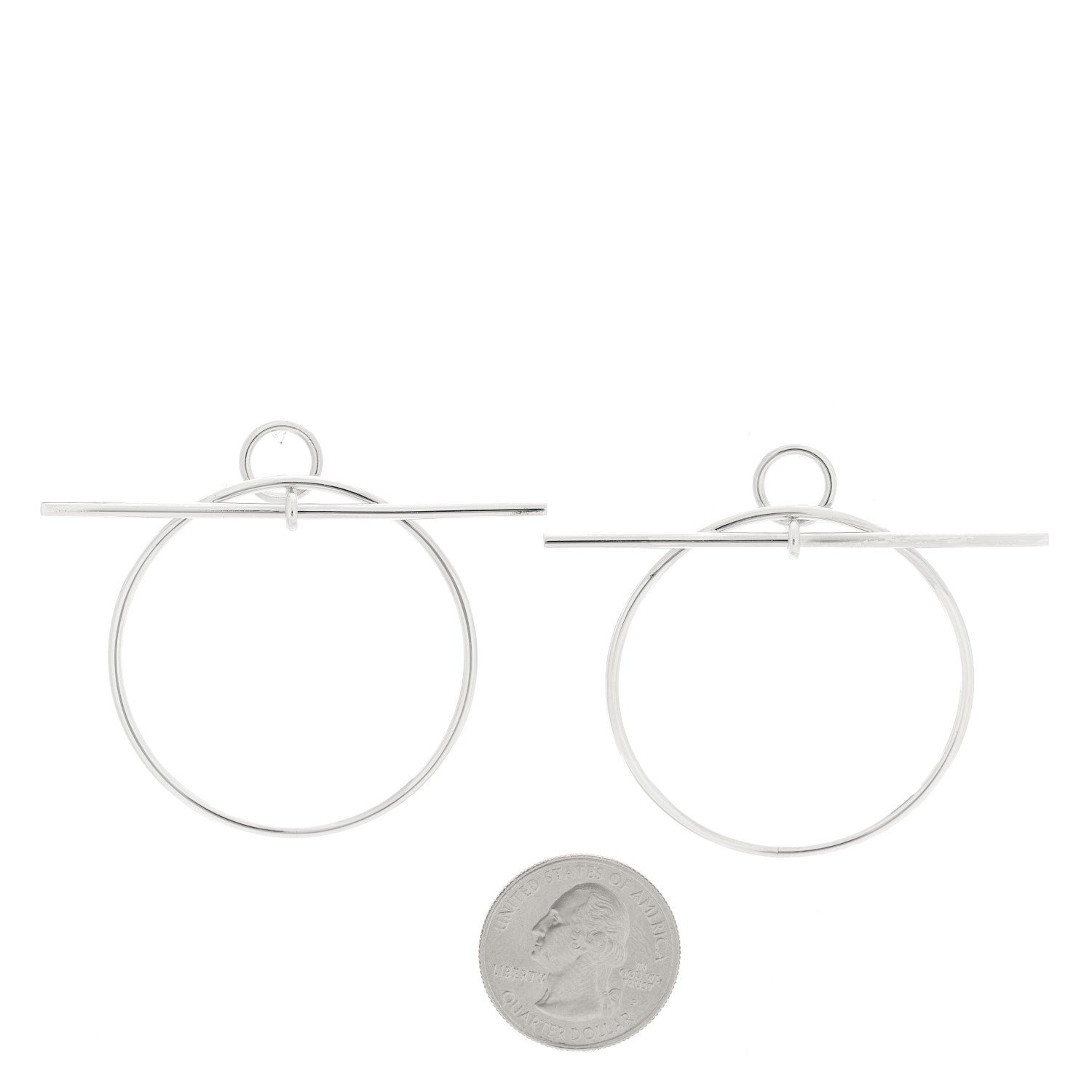 Hermes Sterling Silver MM Loop Earrings 2 of 6