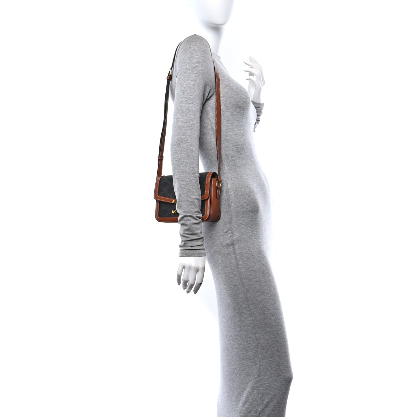 Calfskin Triomphe Canvas Teen Triomphe Bag Tan