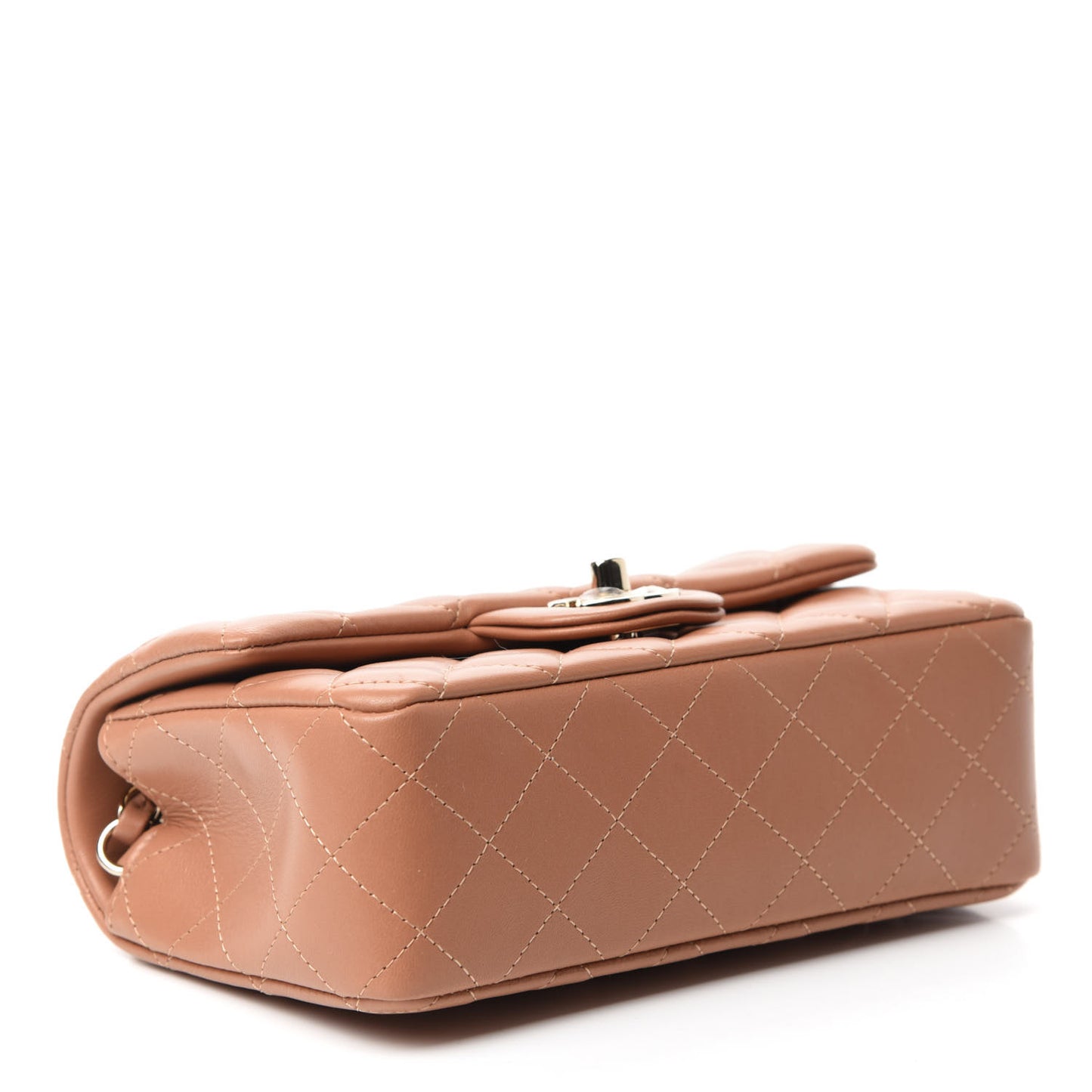 Lambskin Quilted Mini Rectangular Flap Brown