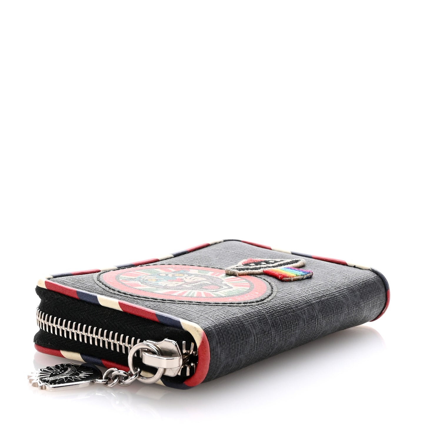 GG Supreme Monogram Night Courrier Embroidered Zip Around Card Case