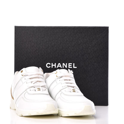 Chanel Calfskin Laminated Lambskin CC Sneakers 41 White Gold 11 of 11