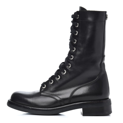 Chanel Lambskin Combat Boots 39 Black 1 of 18