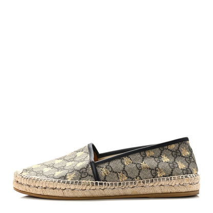 Gucci GG Supreme Monogram Bees Espadrille Flats 40 Beige Ebony Oro Black 1 of 8