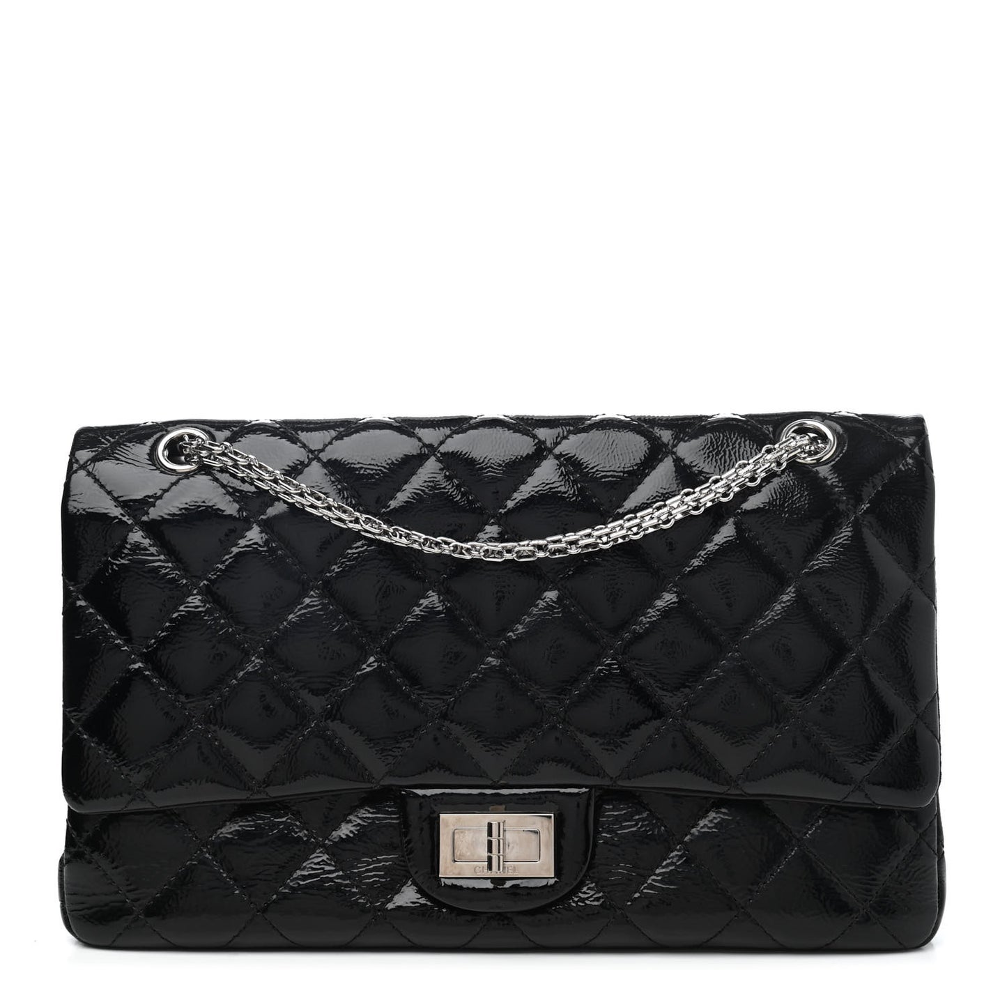 Distressed Patent Quilted 2.55 Reissue 227 Flap Black