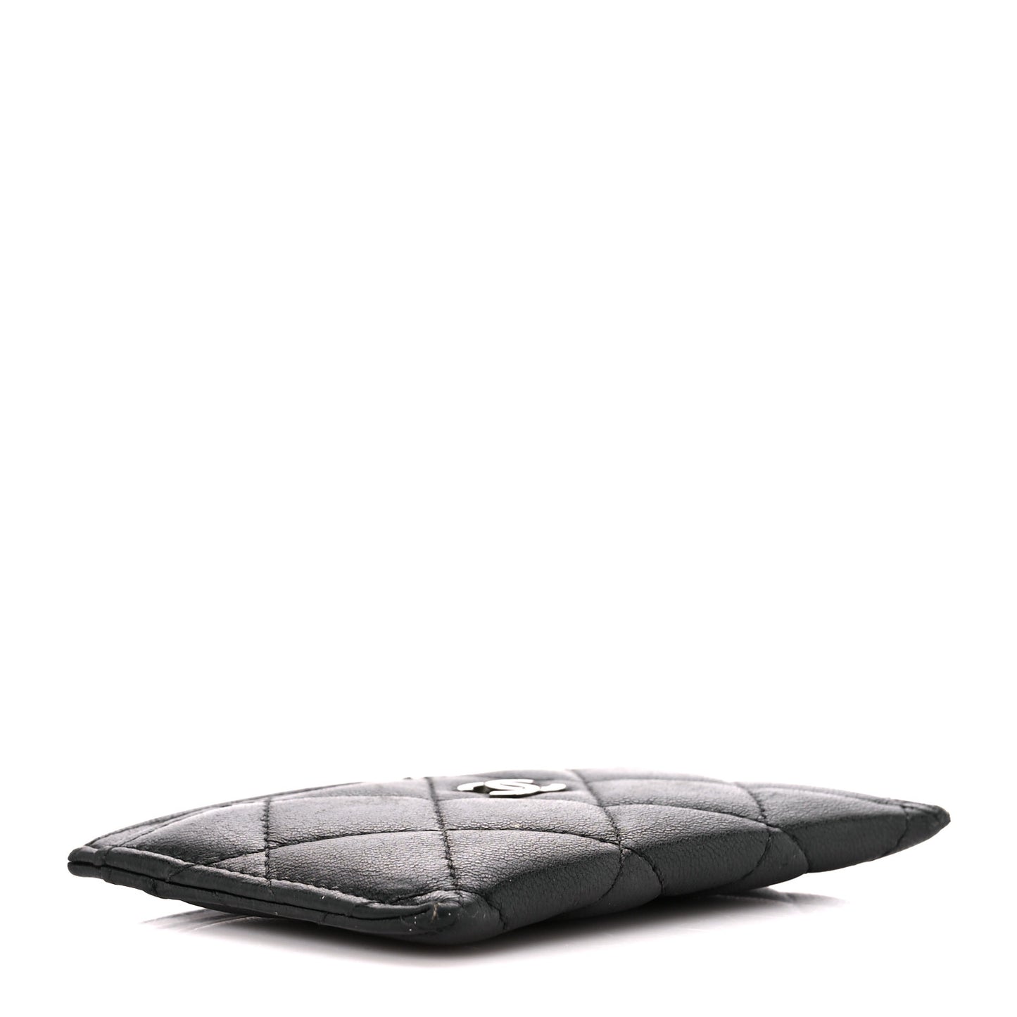 Lambskin Quilted Card Holder Black