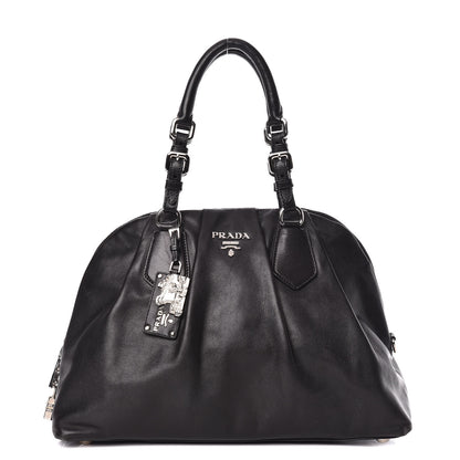 Prada Soft Calfskin Dome Sachel Black 1 of 15