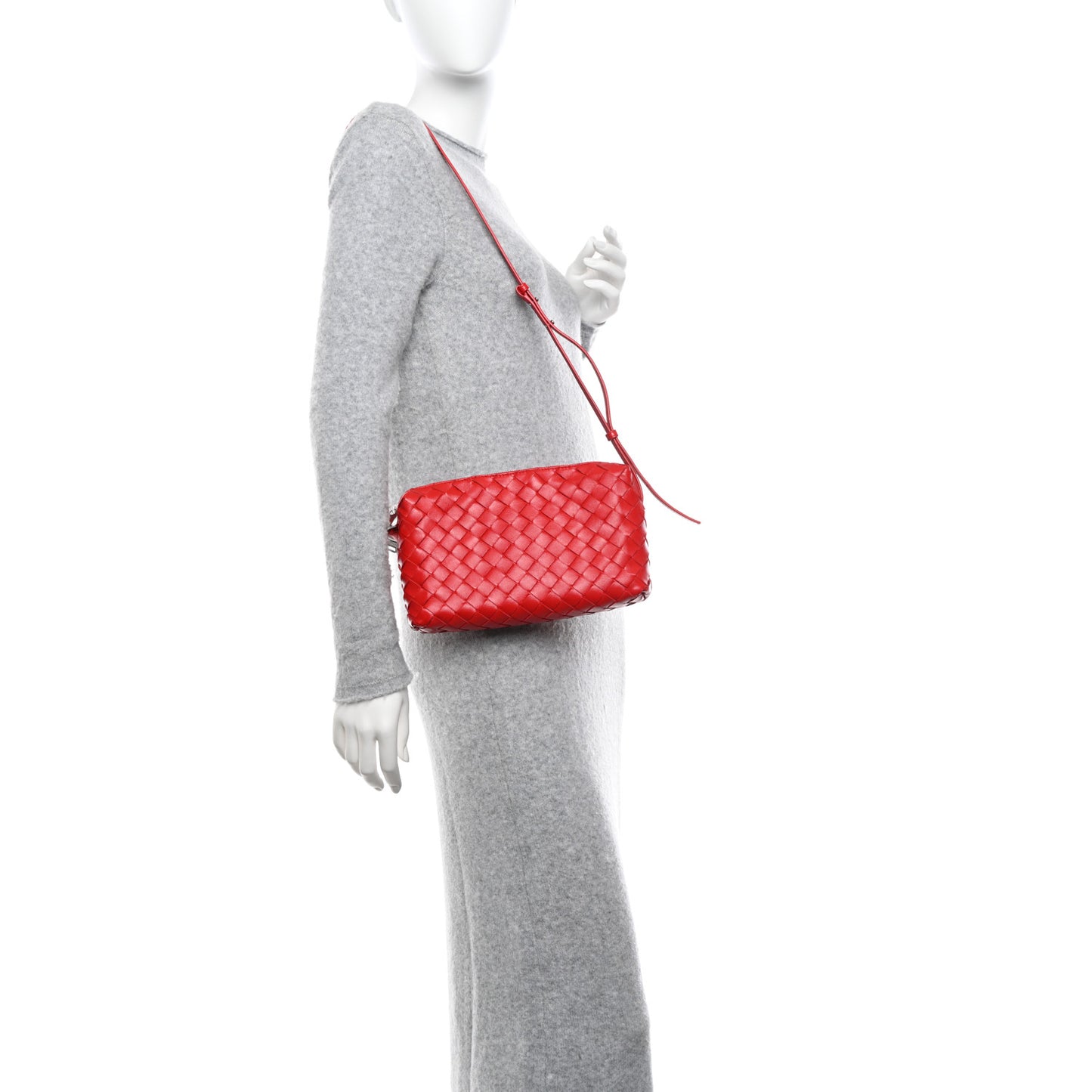 Nappa Intrecciato Small Camera Bag Red