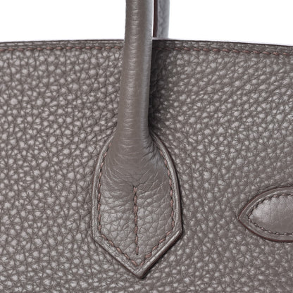 Hermes Taurillon Clemence Birkin 30 Etain 29 of 33