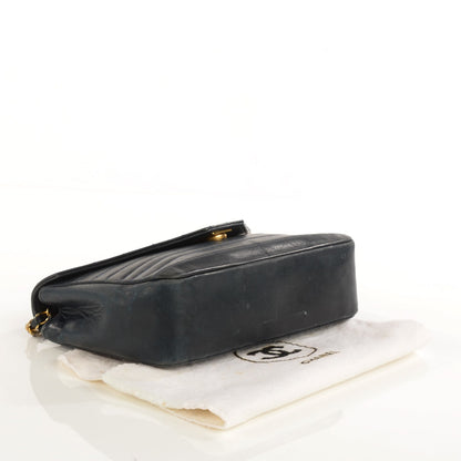 Chanel Lambskin Vertical Quilted Small Single Flap Navy Blue 2 of 10