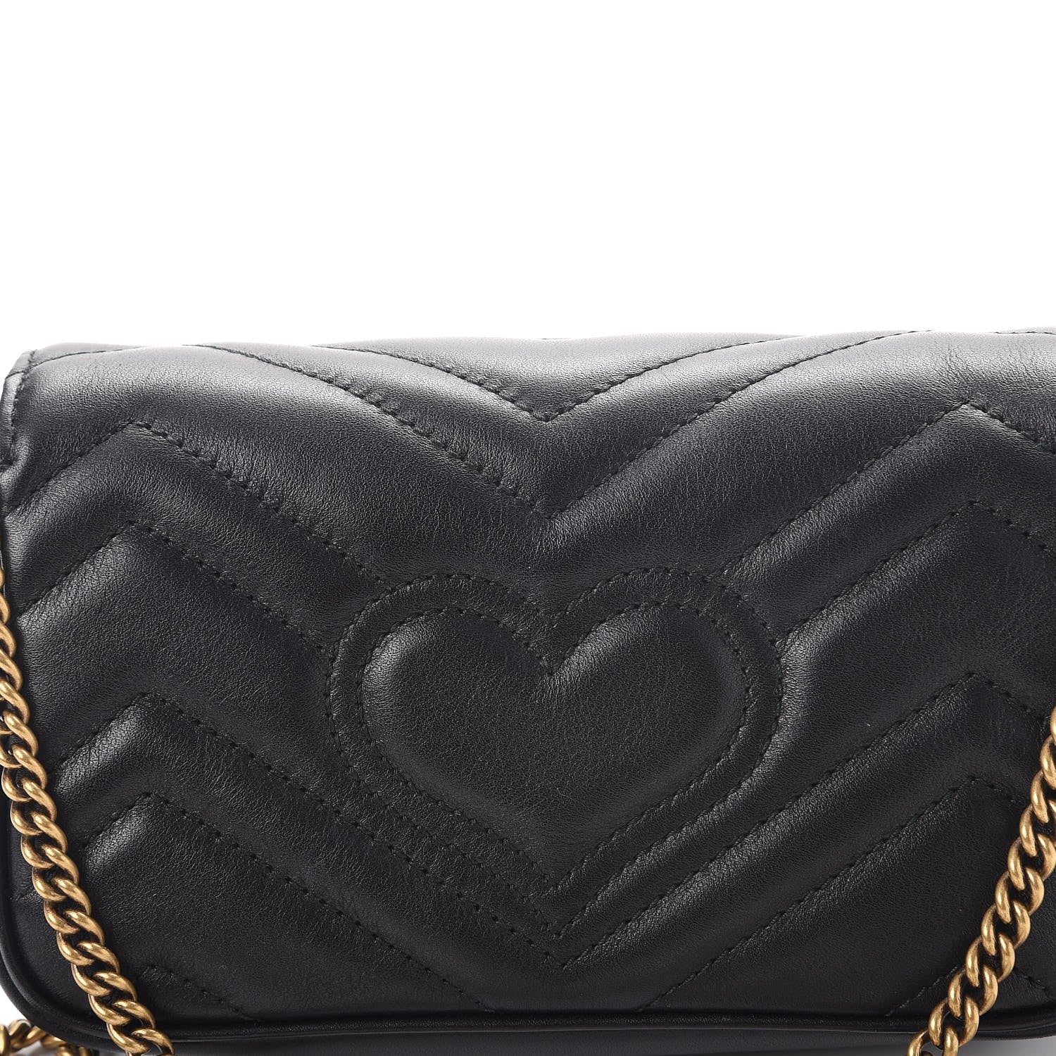 Gucci Calfskin Matelasse Super Mini GG Marmont Shoulder Bag Black 8 of 11