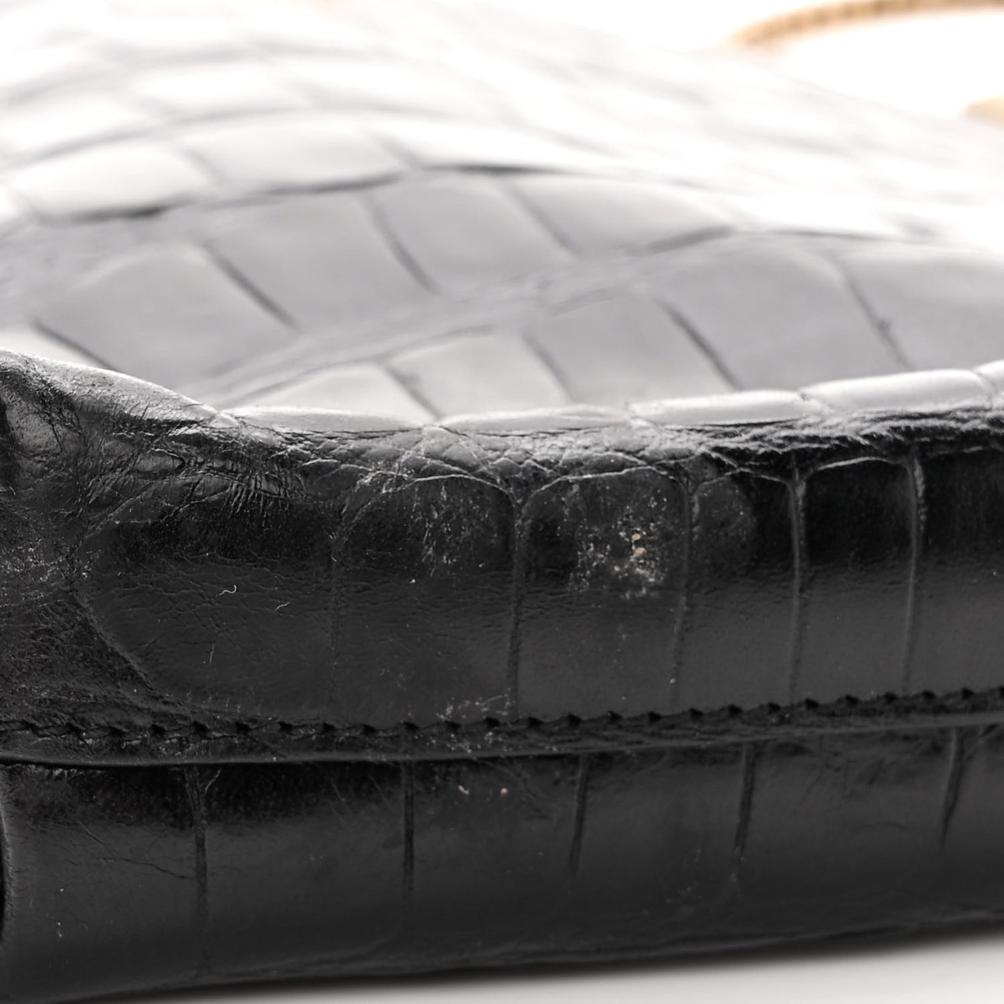 Crocodile Embossed Mini Suzanne Hobo Black