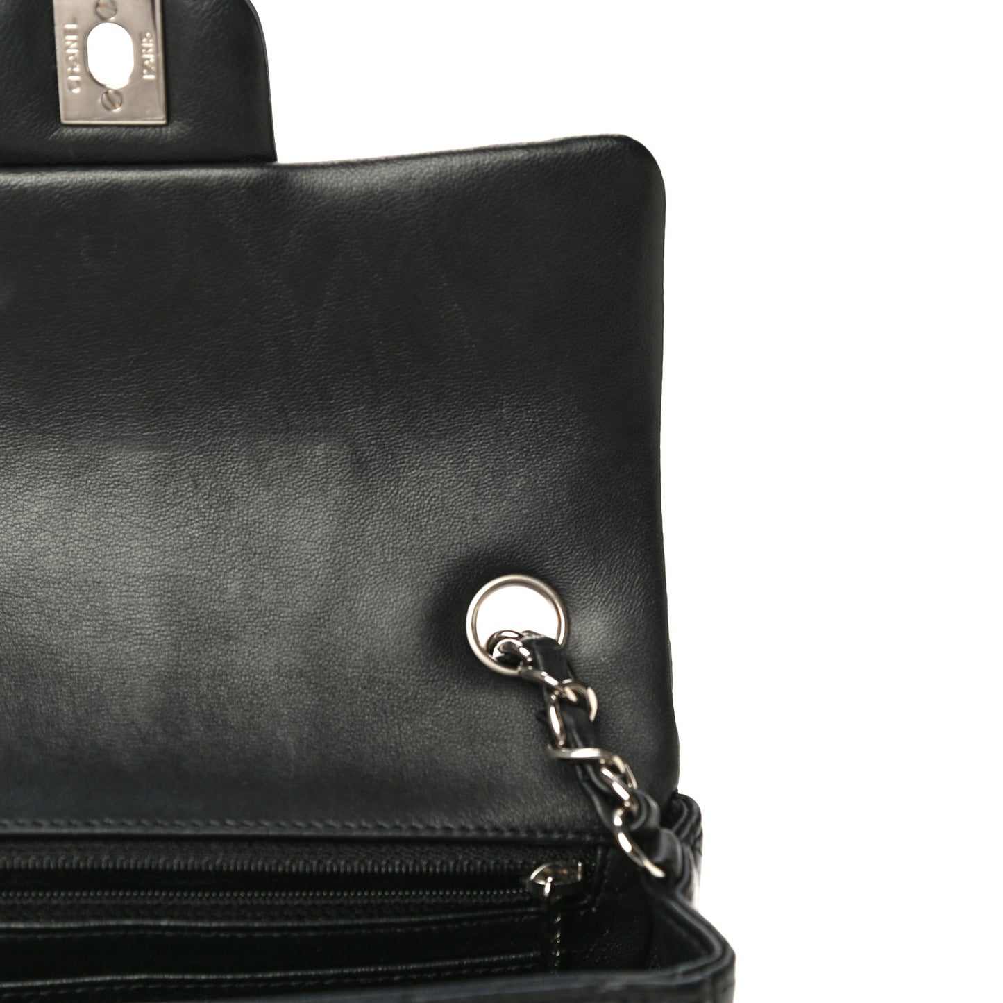 Lambskin Quilted Mini Rectangular Flap Black