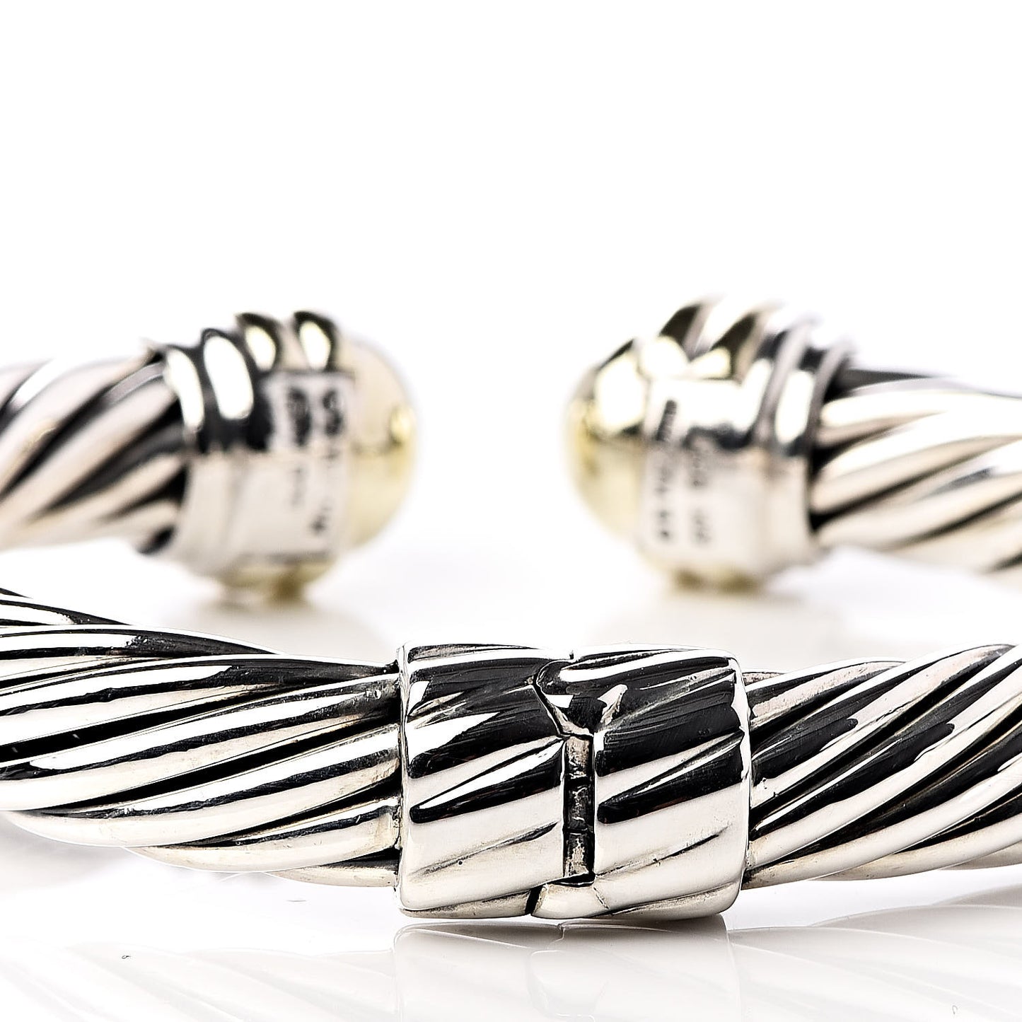 Sterling Silver 14K Yellow Gold 10mm Cable Classics Bracelet