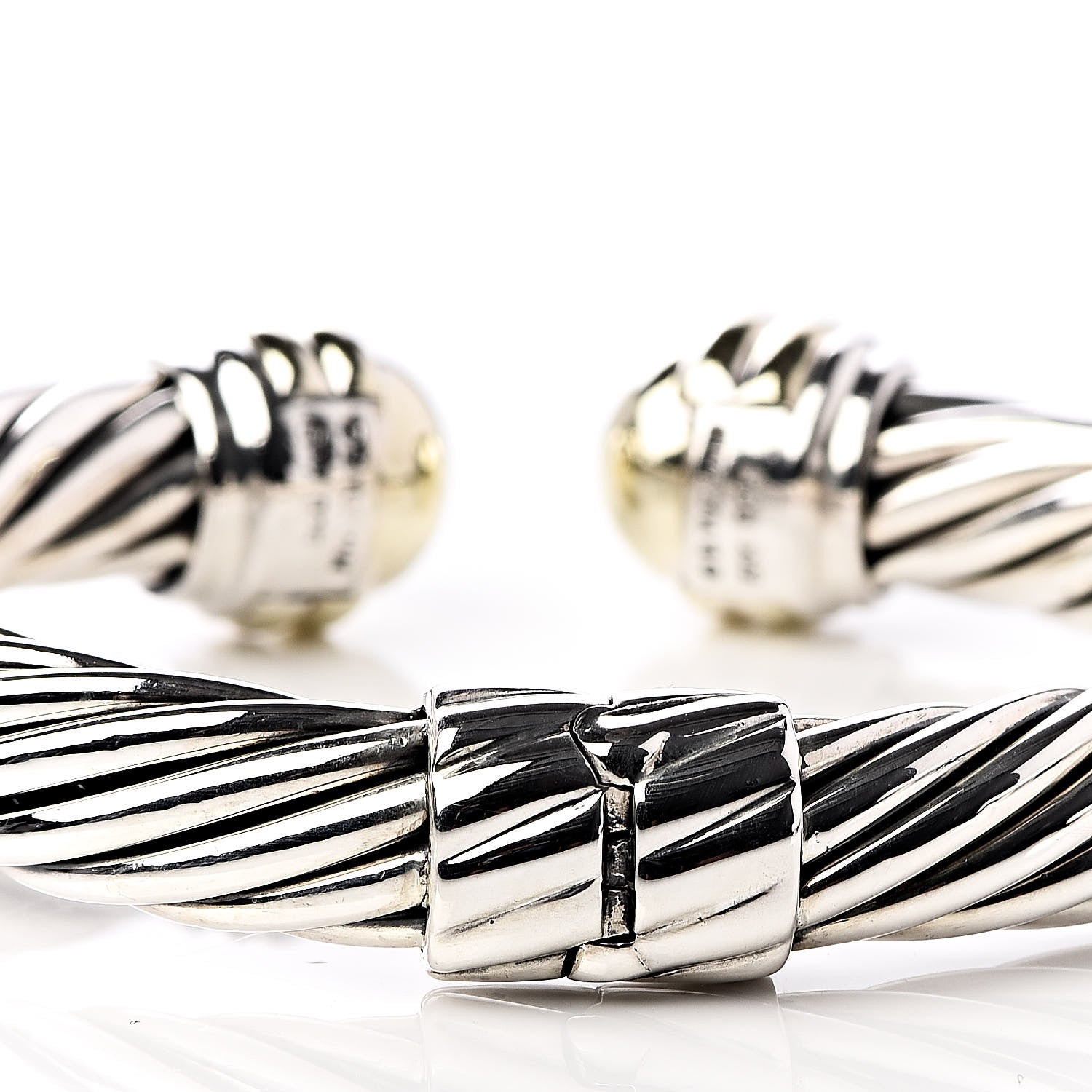 David Yurman Sterling Silver 14K Yellow Gold 10mm Cable Classics Bracelet 6 of 8