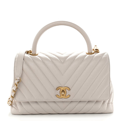 Chanel Aged Calfskin Chevron Quilted Small Coco Handle Flap Rose Pale 1 of 10