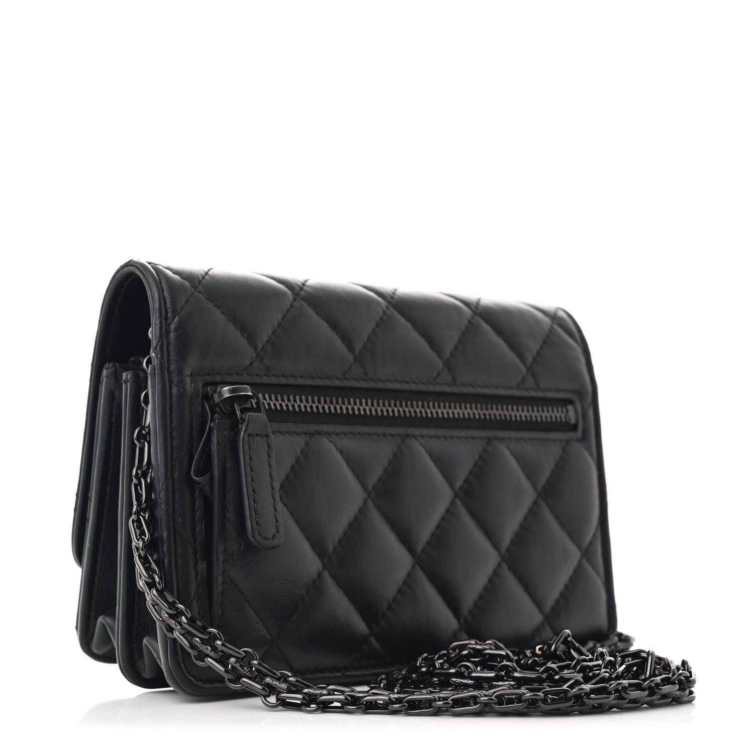 Chanel Aged Calfskin Quilted Mini Reissue Wallet On Chain WOC So Black 3 of 14