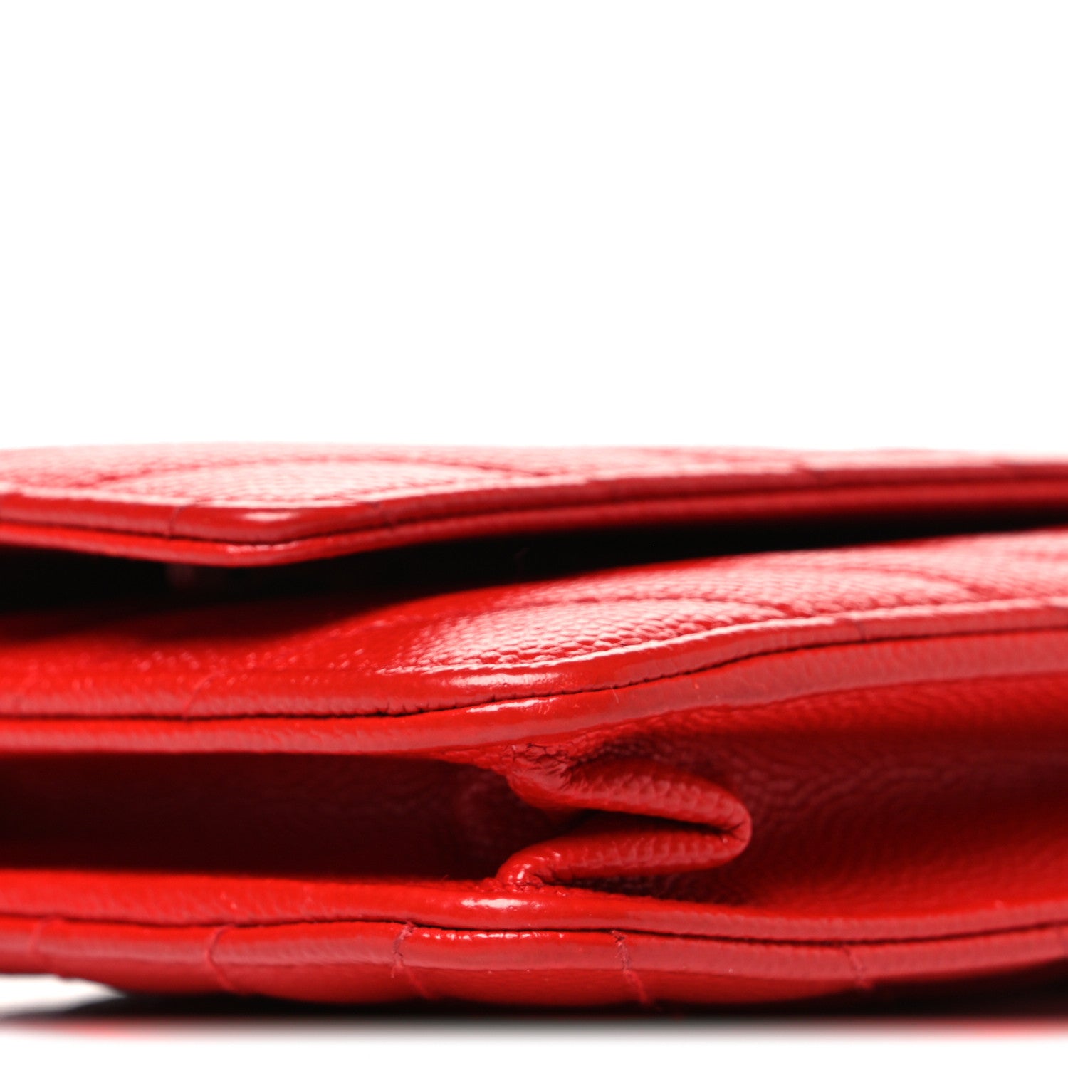 Chanel Caviar Chevron Quilted Wallet On Chain WOC Red 10 of 11