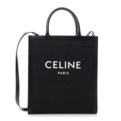 Celine Canvas Calfskin Small Vertical Cabas Black 1 of 12