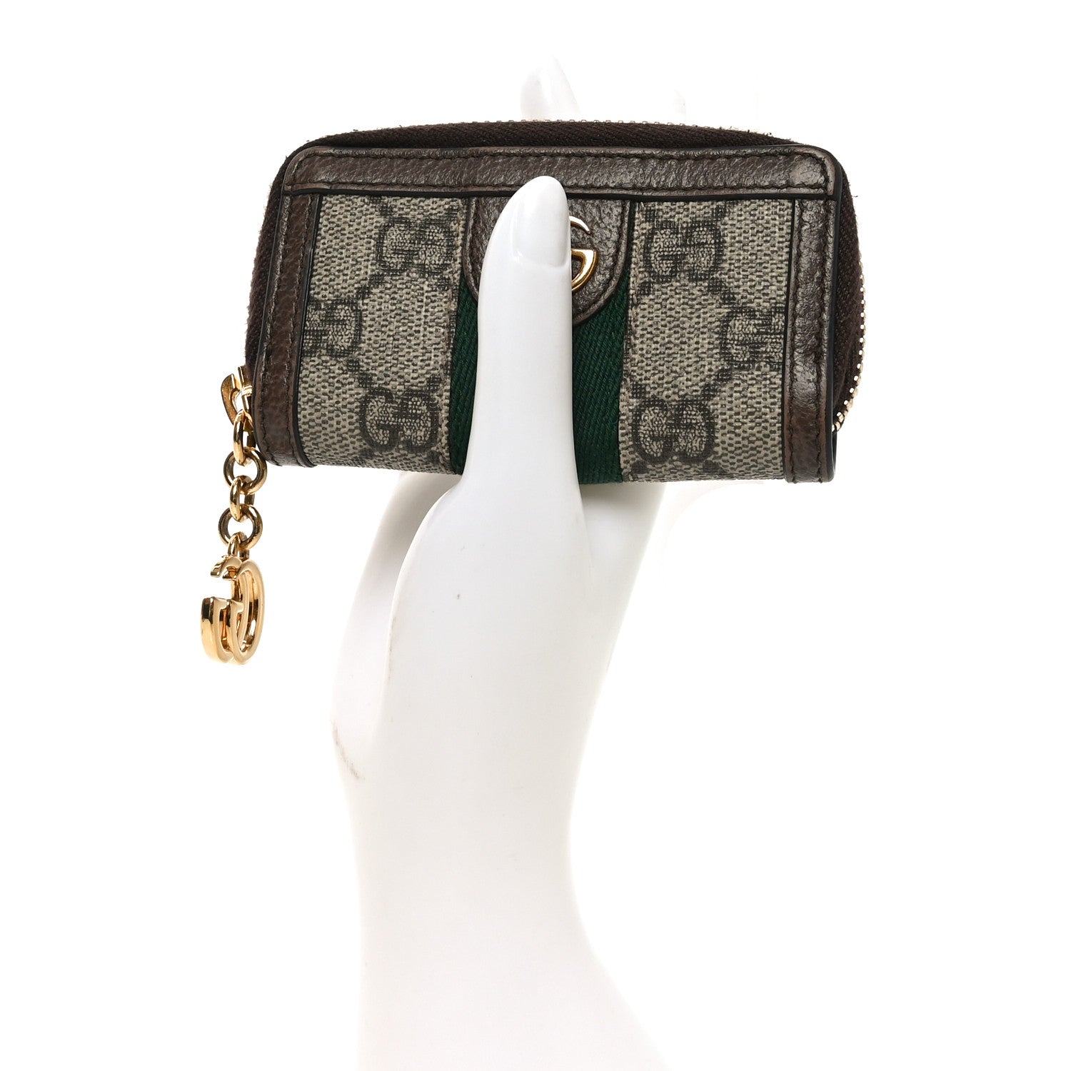 Gucci GG Supreme Monogram Web Ophidia Zip Around Key Case Beige New Acero 2 of 7