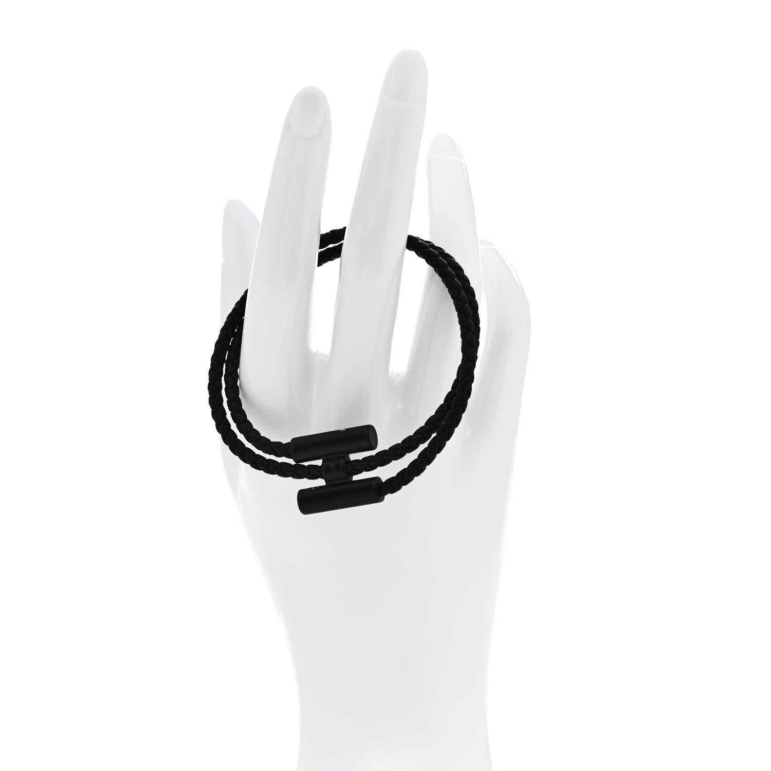 Hermes Swift Double Wrap Cord Tournis Tresse Bracelet Black 2 of 4