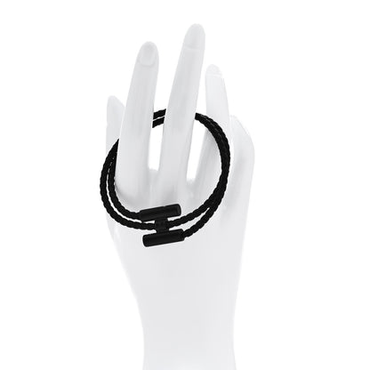 Hermes Swift Double Wrap Cord Tournis Tresse Bracelet Black 2 of 4