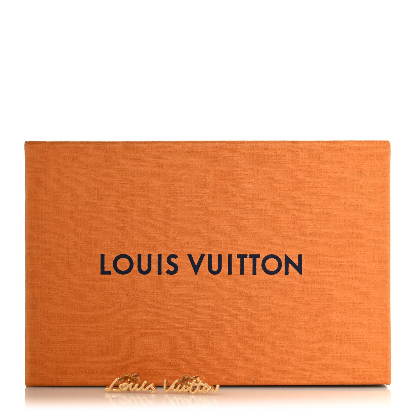 Metal LV Script Stud Earrings Gold