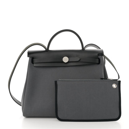 Hermes Military Toile Vache Hunter Herbag Zip Retourne 31 PM Ardoise Black 3 of 14