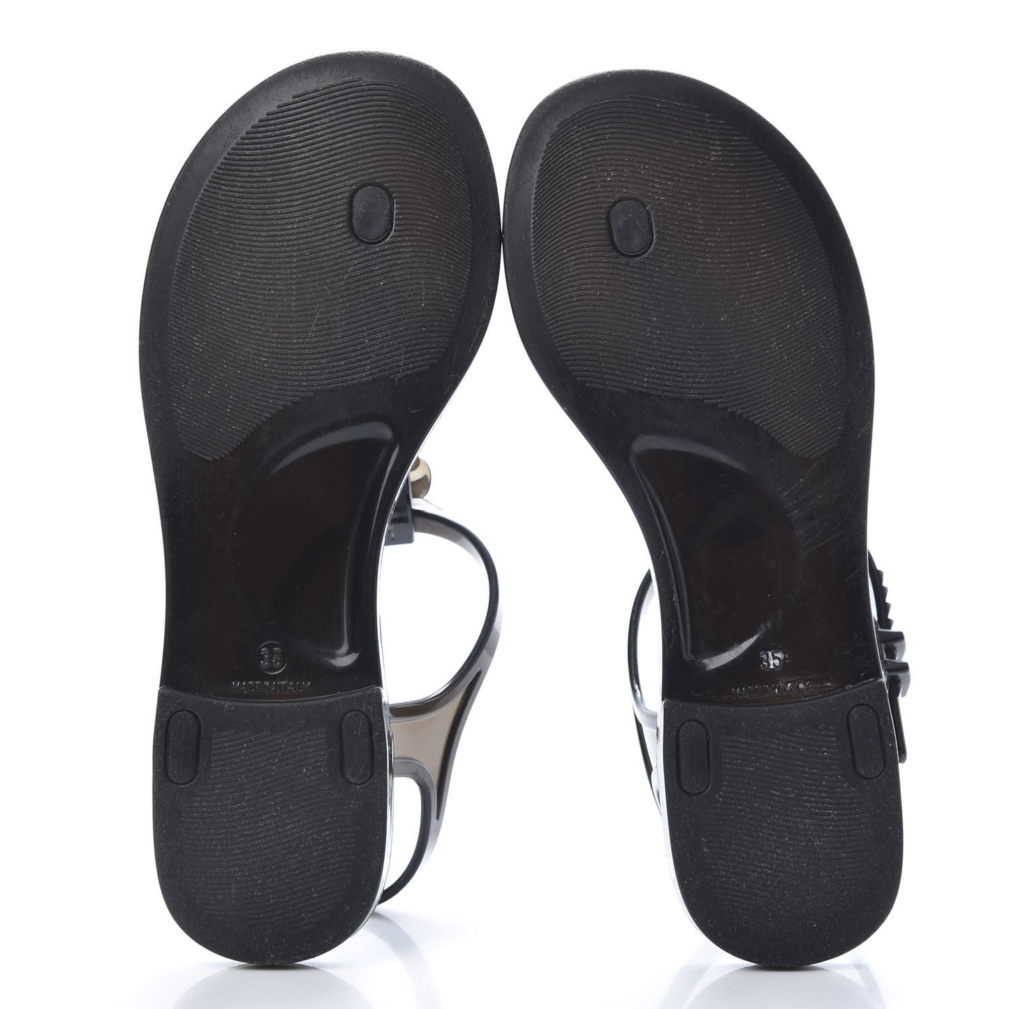 Jelly Camellia Thong Sandals 35 Black